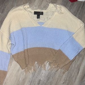 Sweater, color block, thick, warm